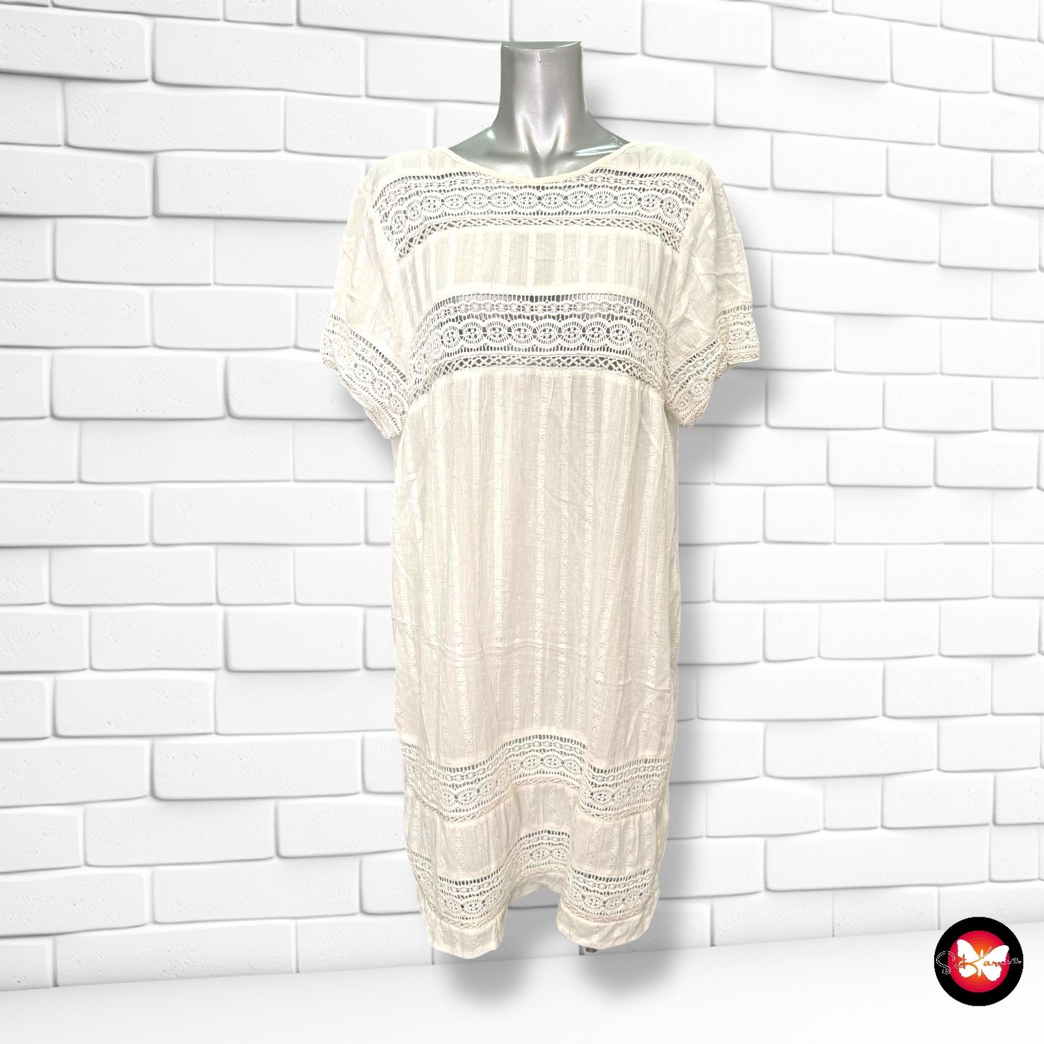 **HOY** Vestido de manga corta con encaje H&amp;M Talla 42