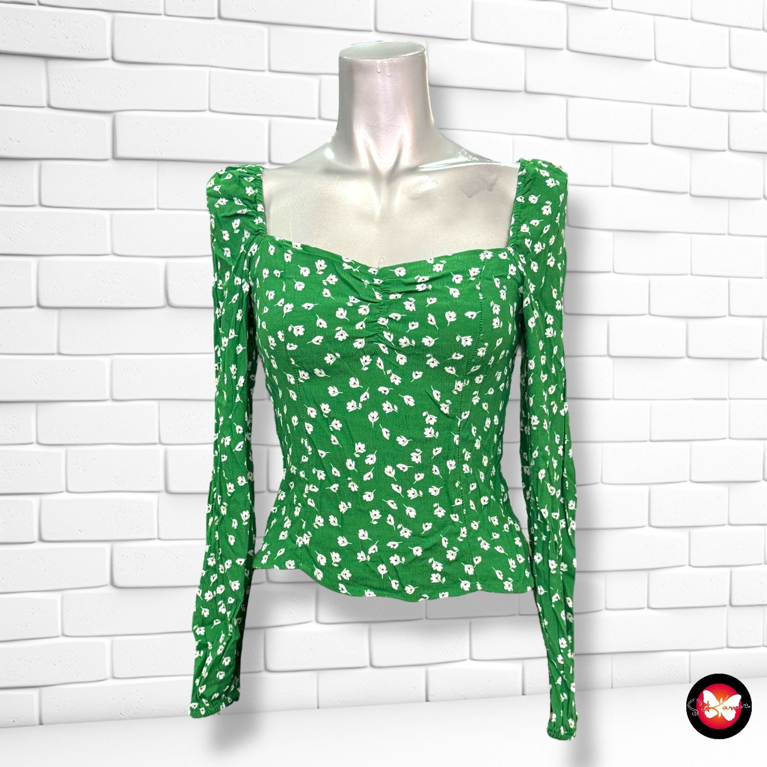 **HOY** Blusa escote barco de florecitas H&amp;M Talla S