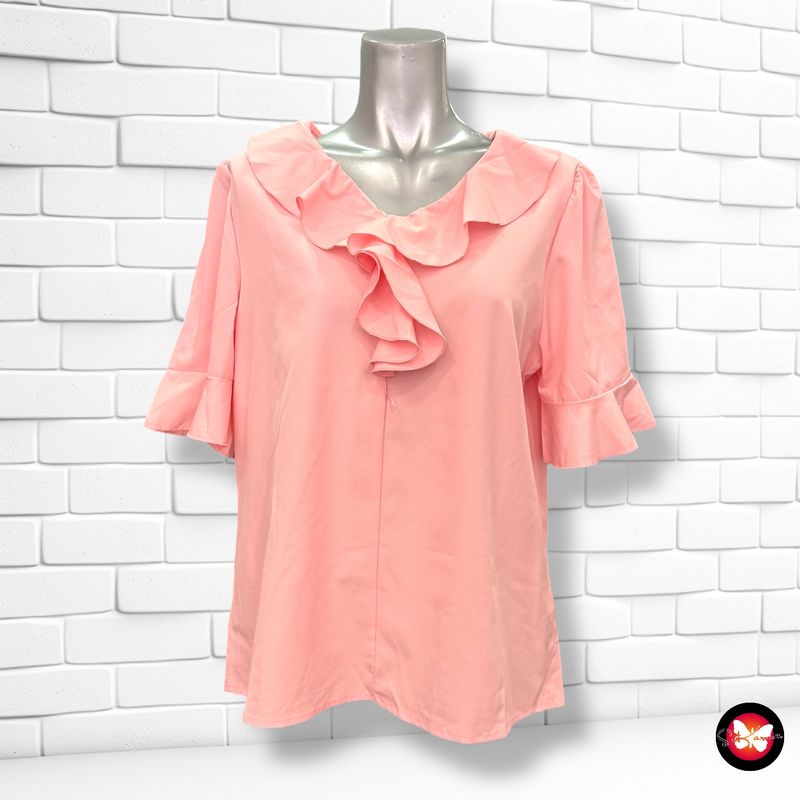 **HOY** Blusa de manga corta con volante Talla XXL (pequeña)
