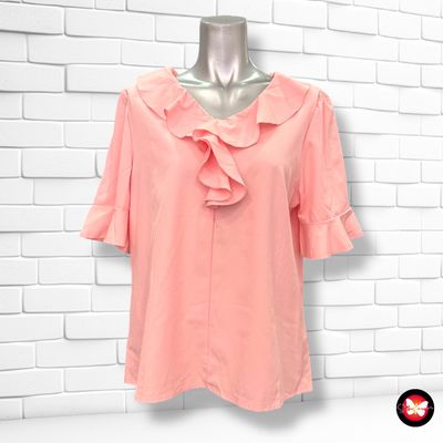 **HOY** Blusa de manga corta con volante Talla XXL (pequeña)