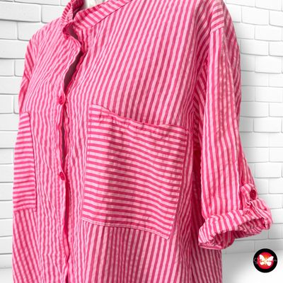 **HOY** Vestido camisero de rayitas Talla Única