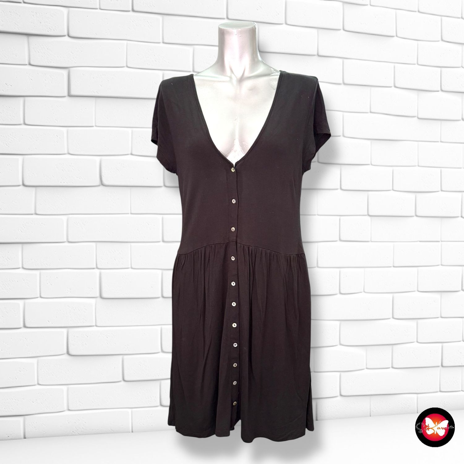 Vestido básico de manga corta H&amp;M Talla S