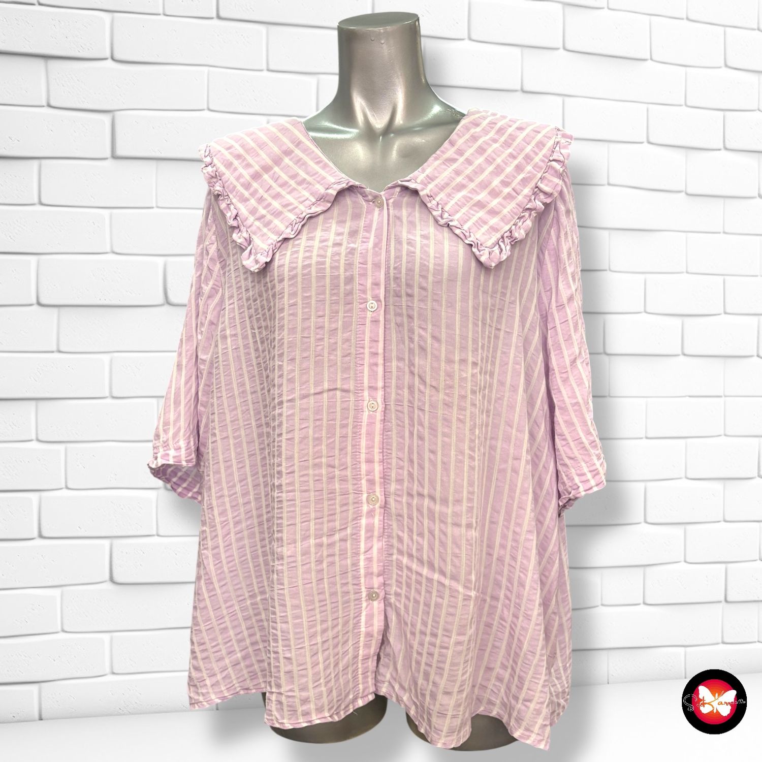 **HOY** Camisa de manga corta con cuello babero TU WOMAN Talla 48 (20UK) (grande)