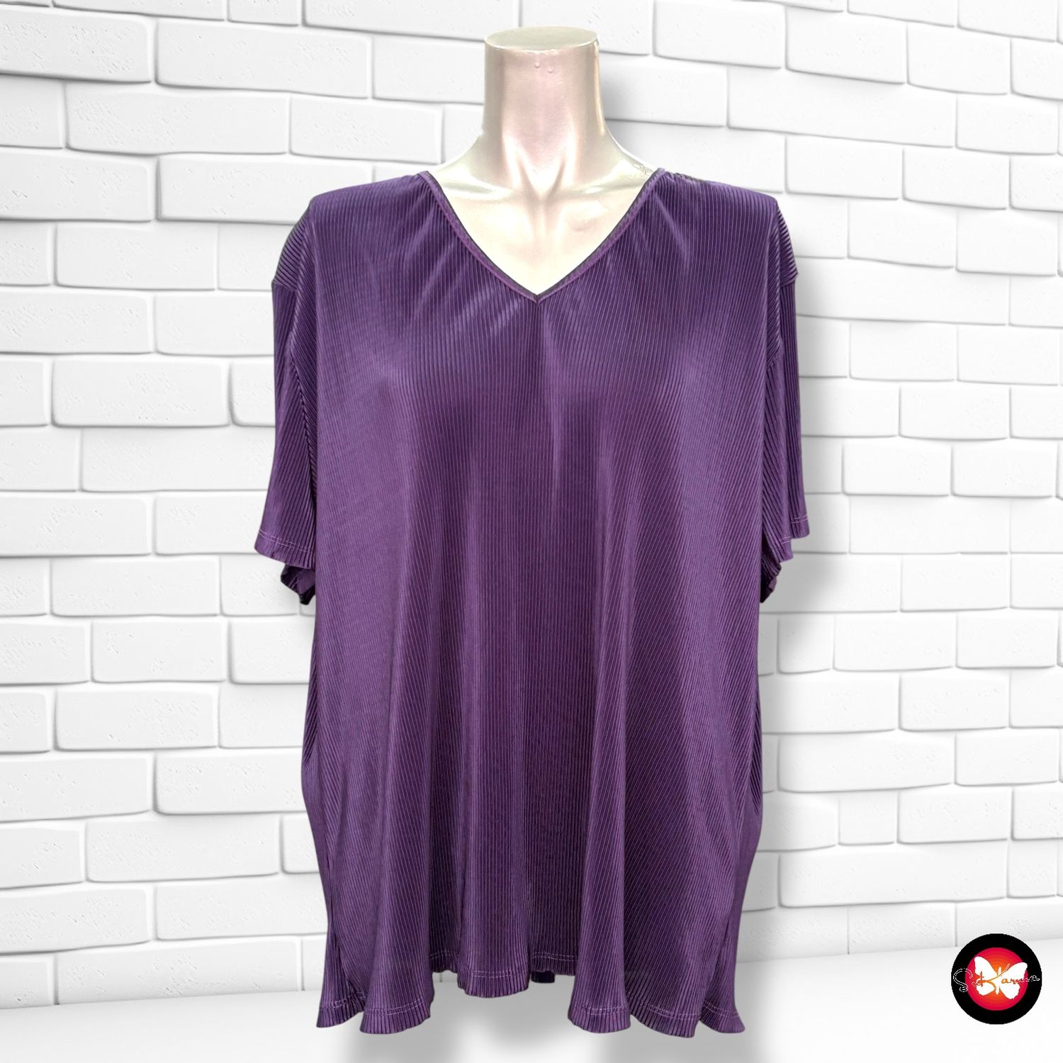 **HOY** Blusa de manga corta plisada Talla XXL