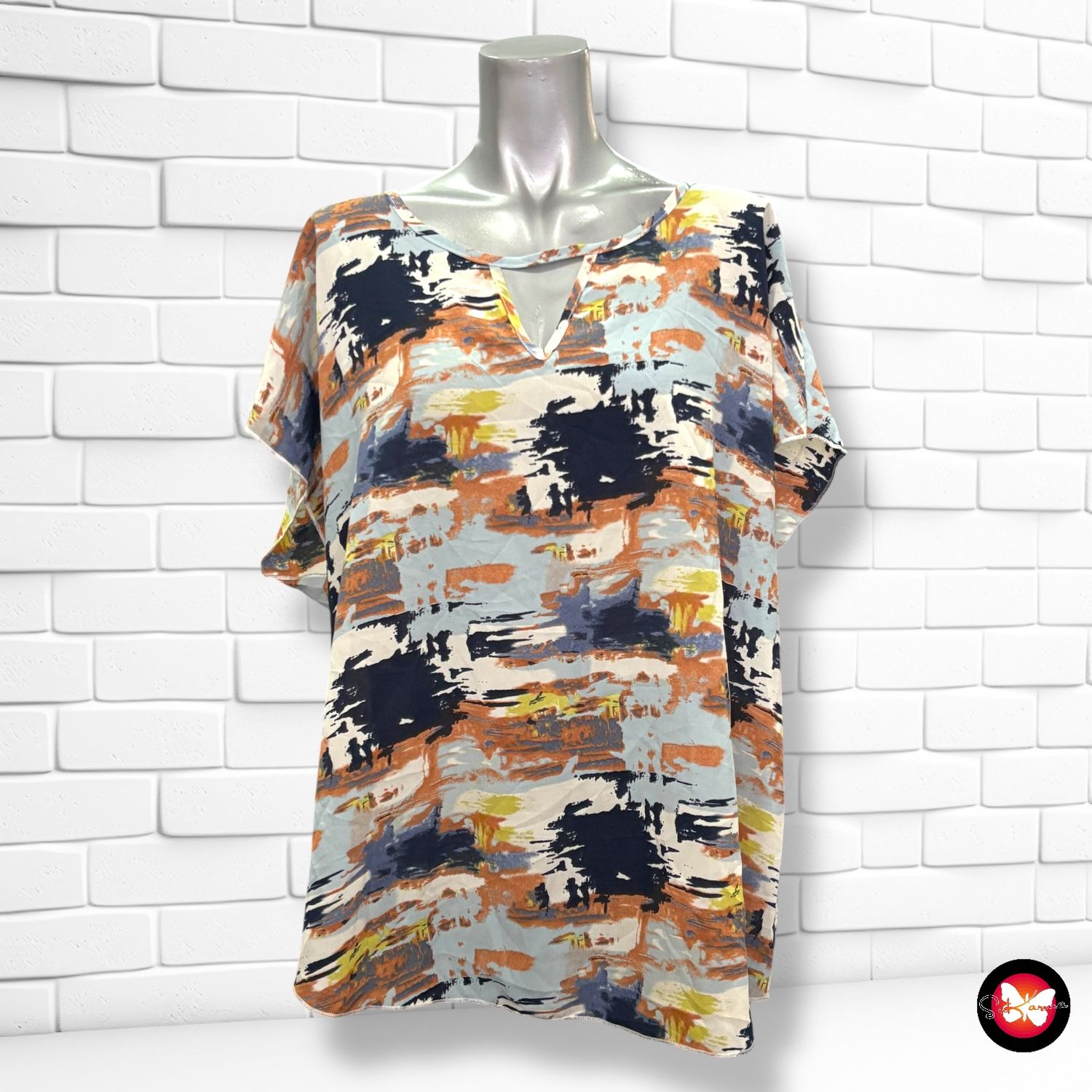 **HOY** Blusa de manga corta estampada SHEIN Talla 1XL