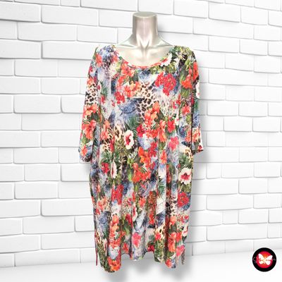 **HOY** Blusa de manga corta plisada con estampado M.COLLECTION Talla 58/60
