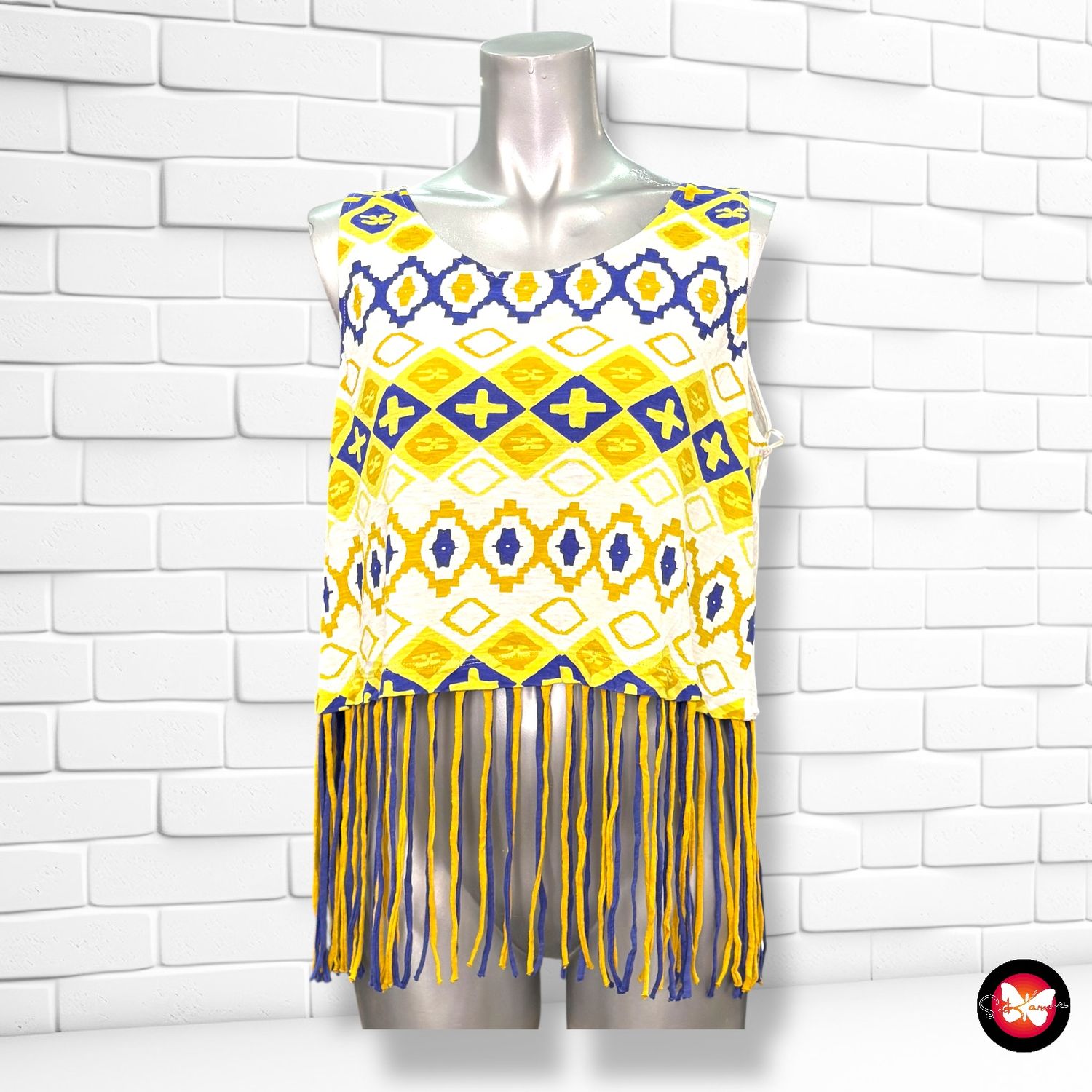 **HOY** Blusa sin mangas con flecos Talla L