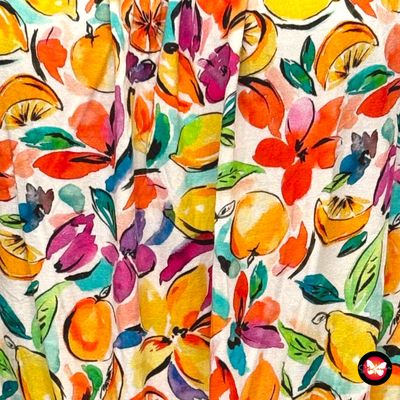 **HOY** Vestido escote barco estampado frutas TU Talla 46 (18UK) (grande)