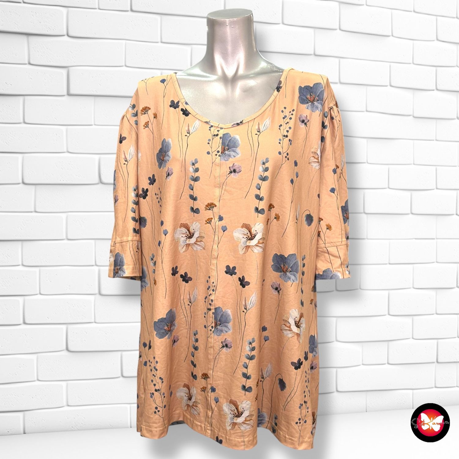 Camiseta de manga corta de florecitas Talla 1XL (grande)