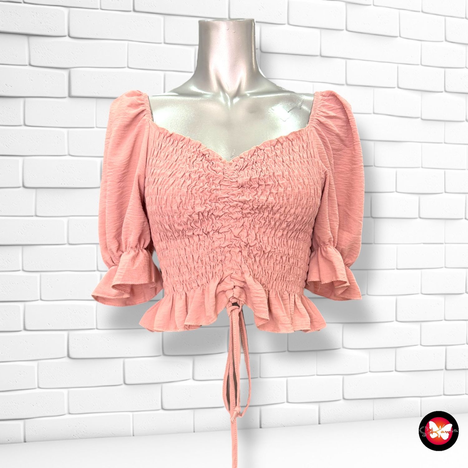 **HOY** Blusa cropped nido de abeja Talla Única