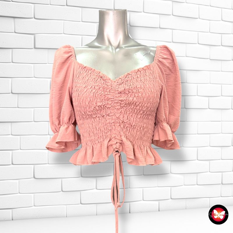 **HOY** Blusa cropped nido de abeja Talla Única