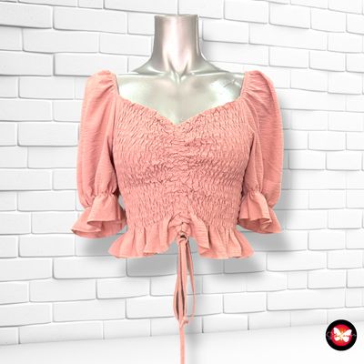**HOY** Blusa cropped nido de abeja Talla Única