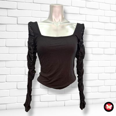 **HOY** Blusa con mangas de malla fruncidas SHEIN Talla S