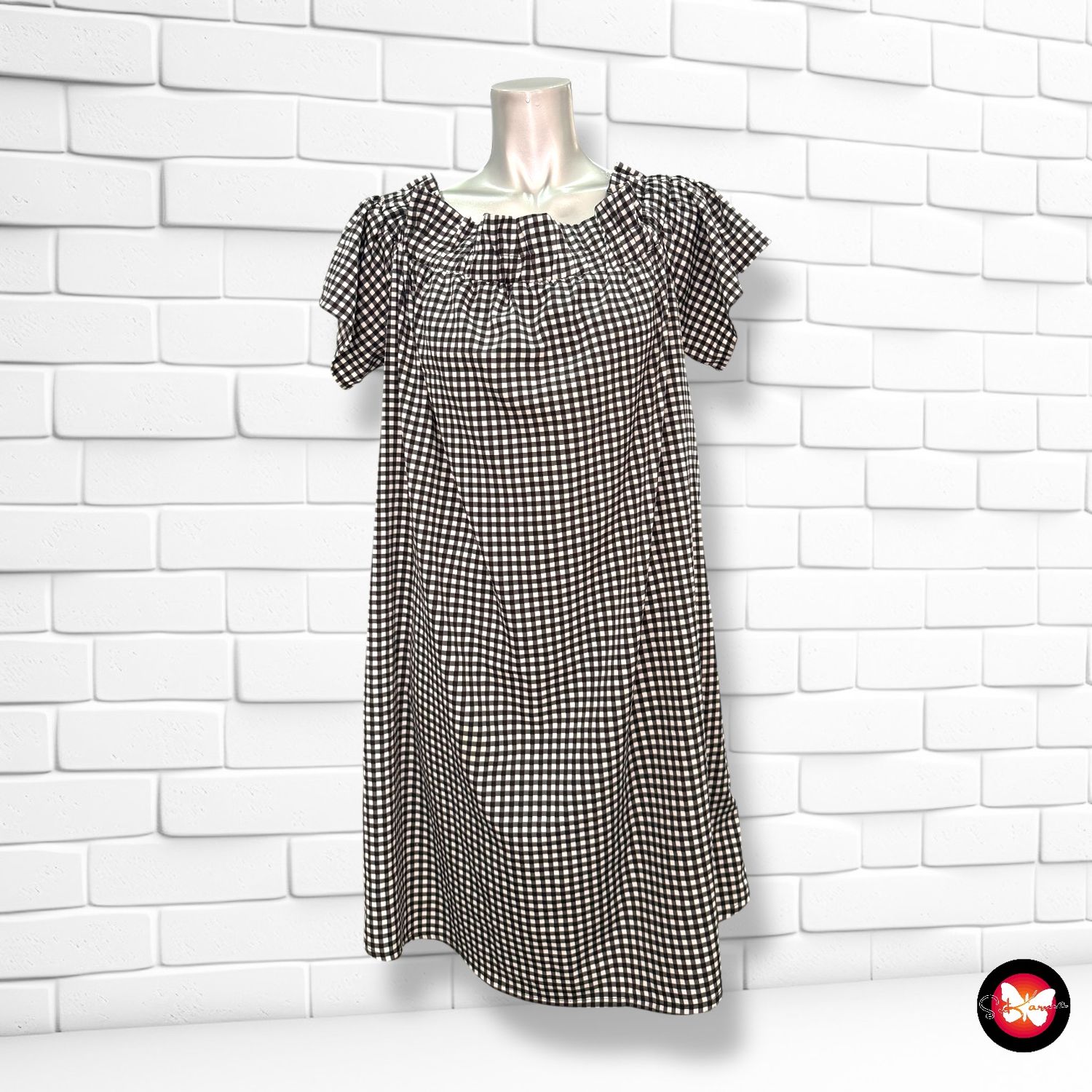 **HOY** Vestido escote barco de cuadritos ATMOSPHERE Talla 44 (grande)