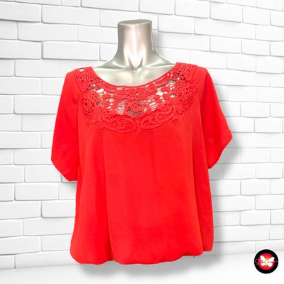 **HOY** Blusa de manga corta con encaje Talla 42/44