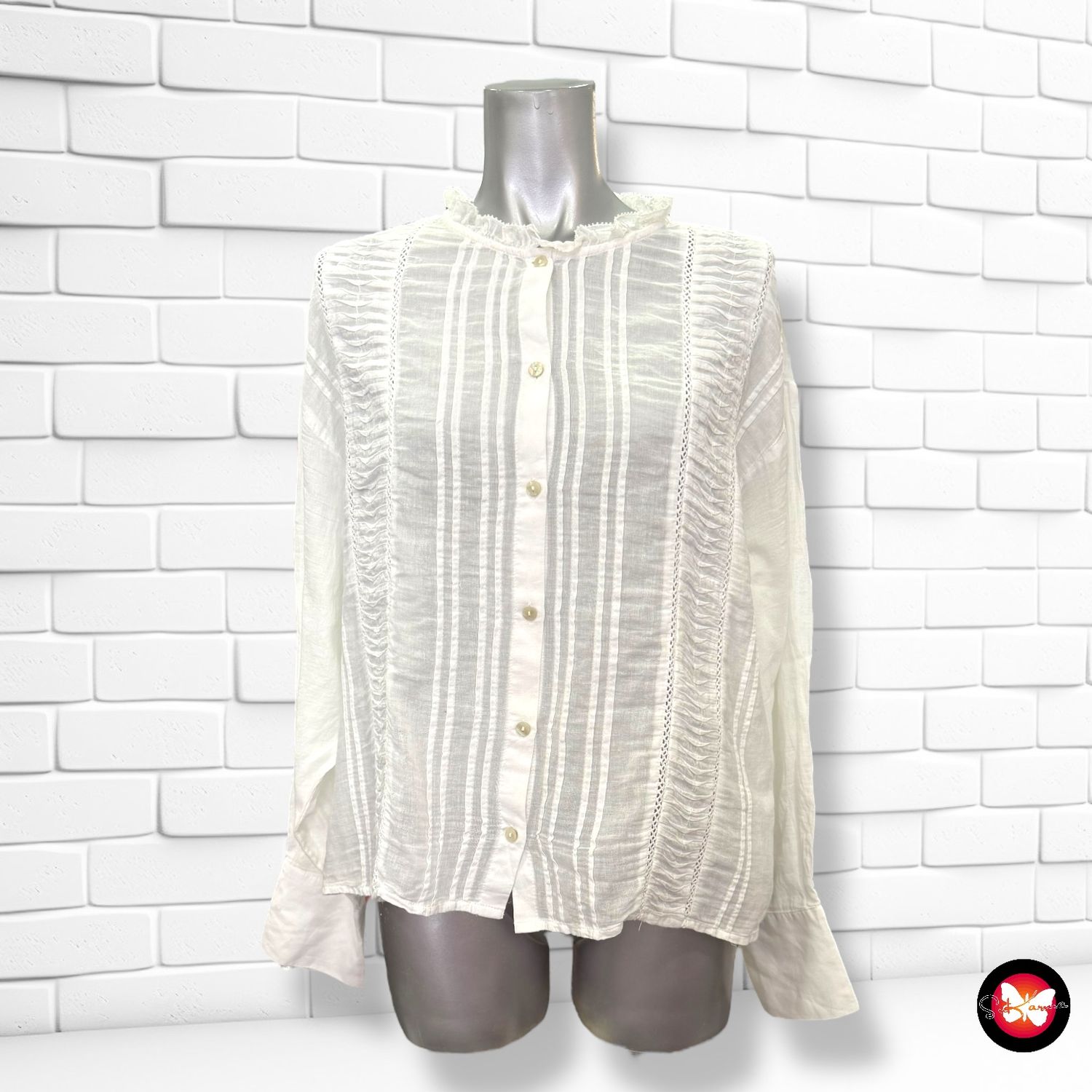 Camisa de manga larga romantica MANGO Talla L (grande)