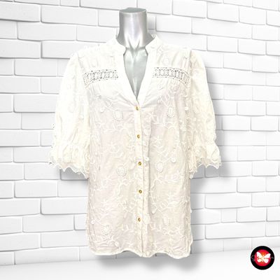 Camisa de manga corta con bordados BHUMI Talla XL