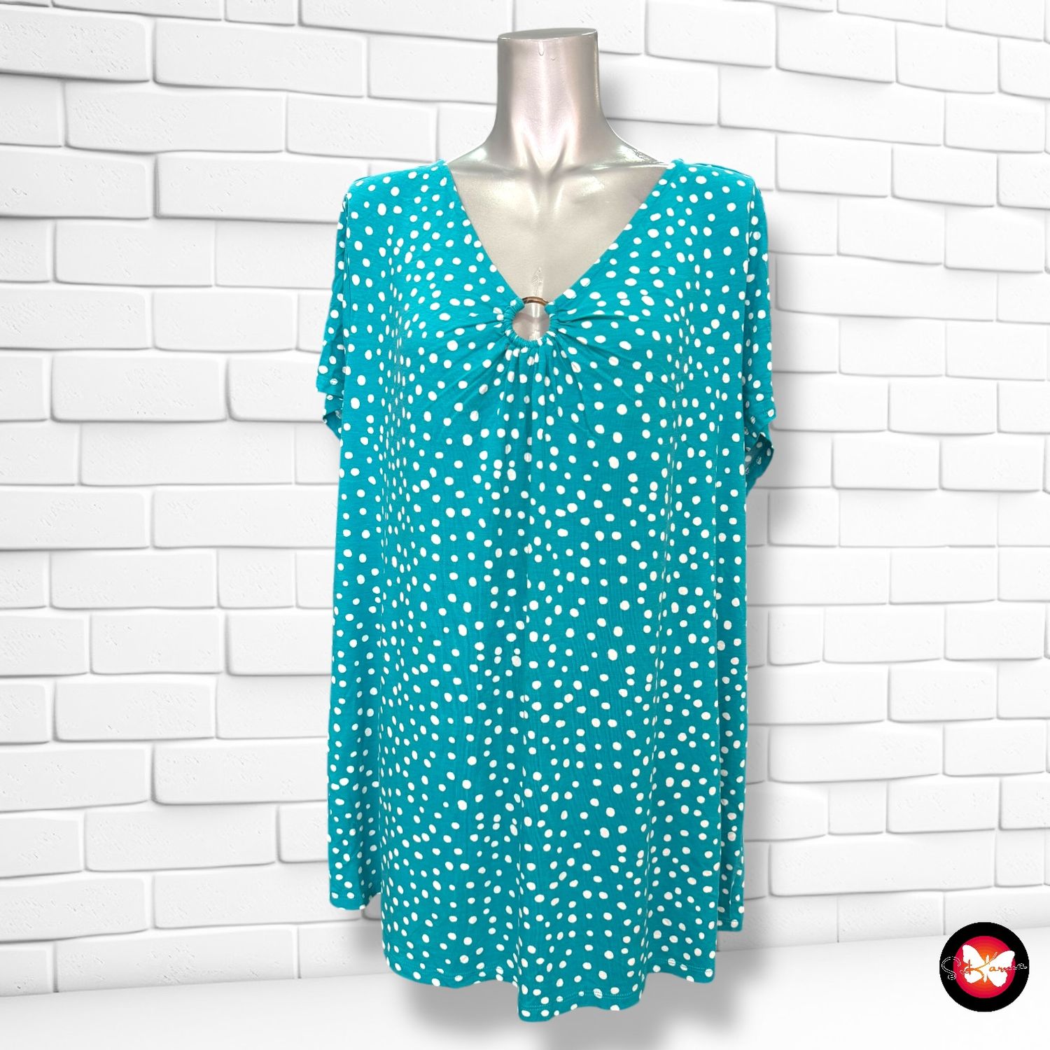 **HOY** Blusa de manga corta de lunares BONMARCHÉ Talla 52 (24UK)