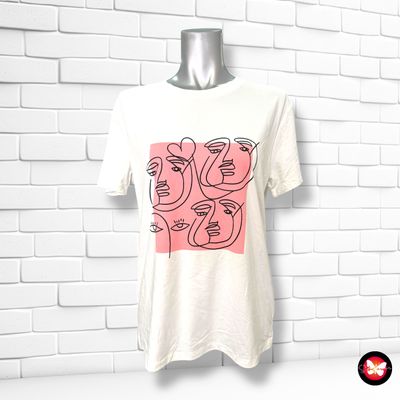 Camiseta de manga corta &quot;CARAS&quot; SHEIN Talla S