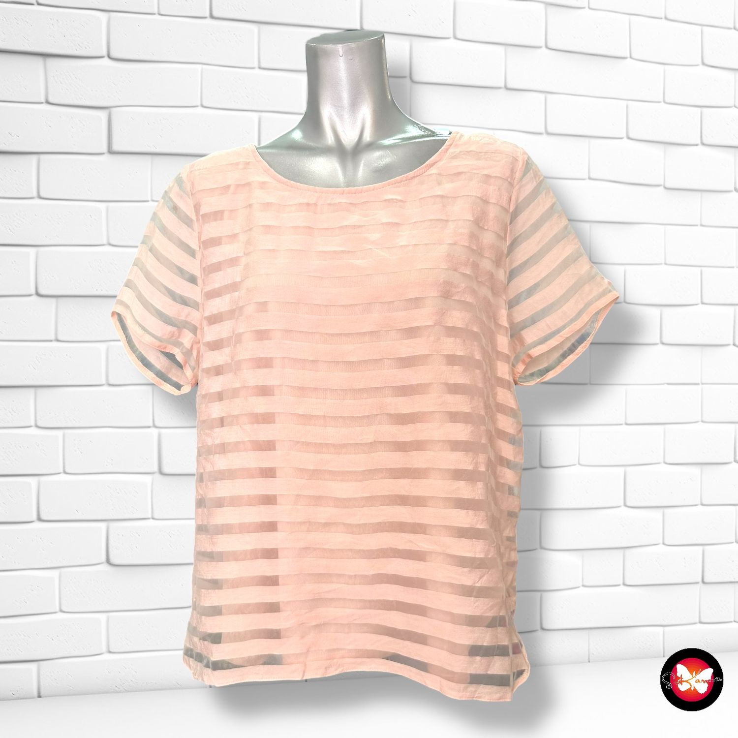 **HOY** Blusa traslúcida de rayas F&amp;F Talla 48 (pequeña)
