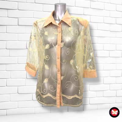 Camisa con transparencias y bordados Talla 3XL (pequeña)