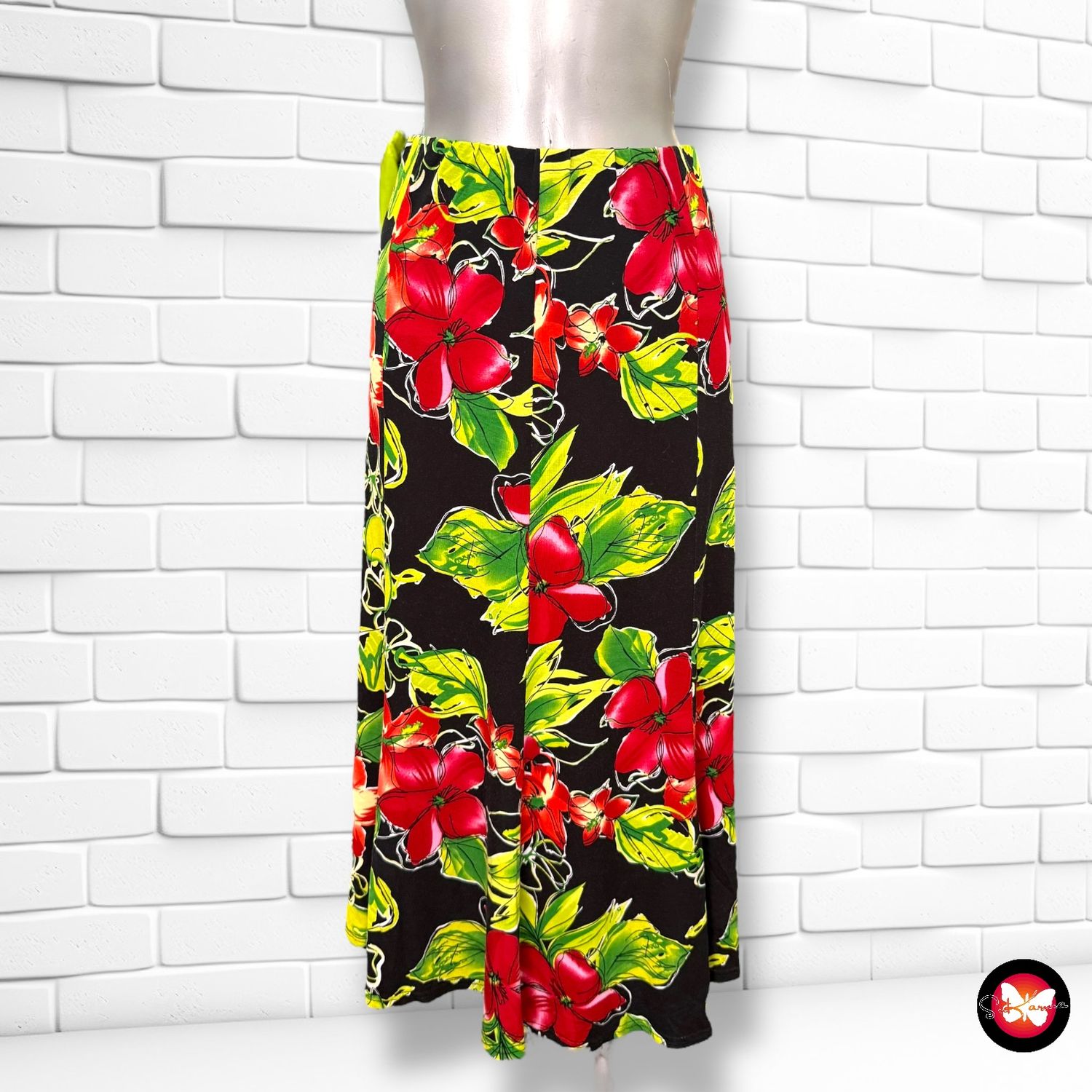 Falda larga estampada flores DIXIE Talla 44 (16UK)