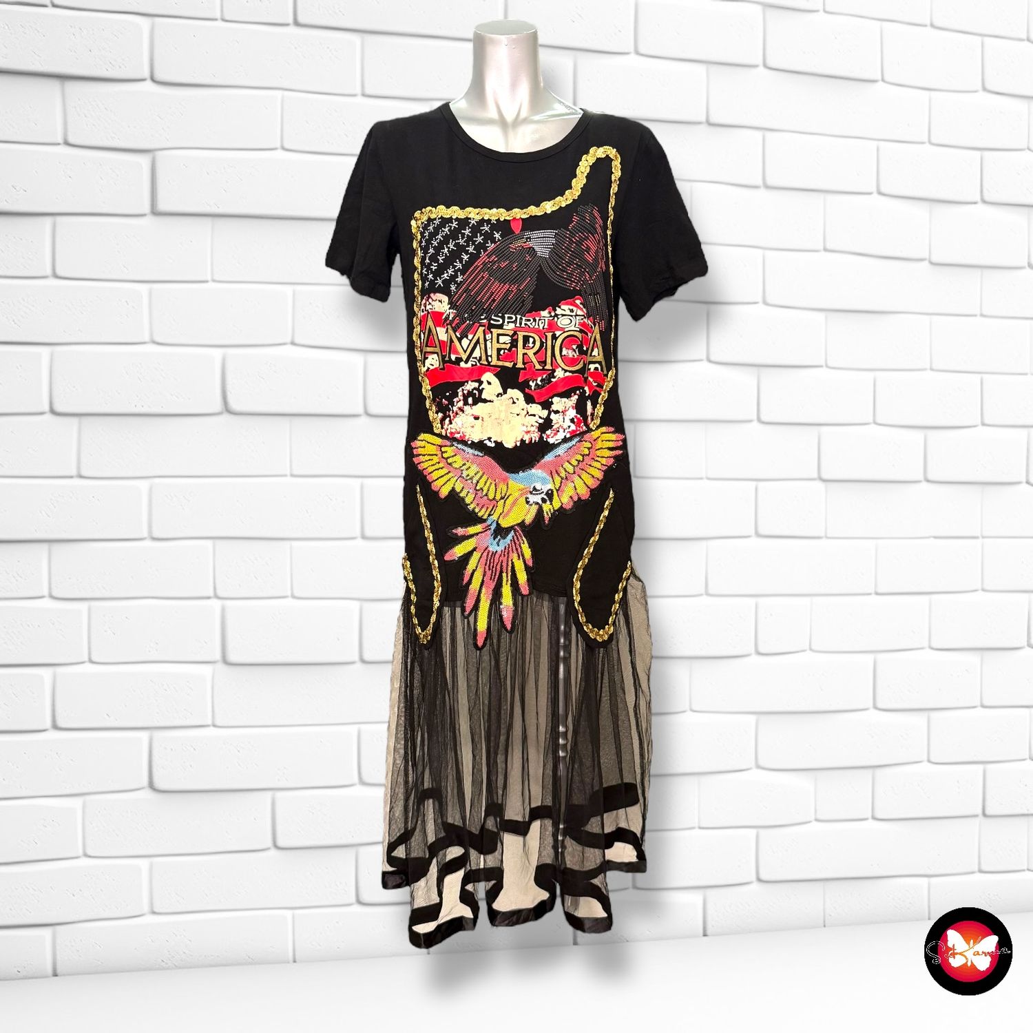 Vestido maxi camiseta con tul AÏKKA Talla M