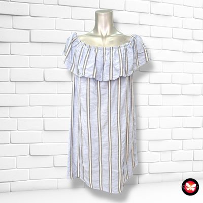 Vestido escote barco de rayitas STRADIVARIUS Talla L