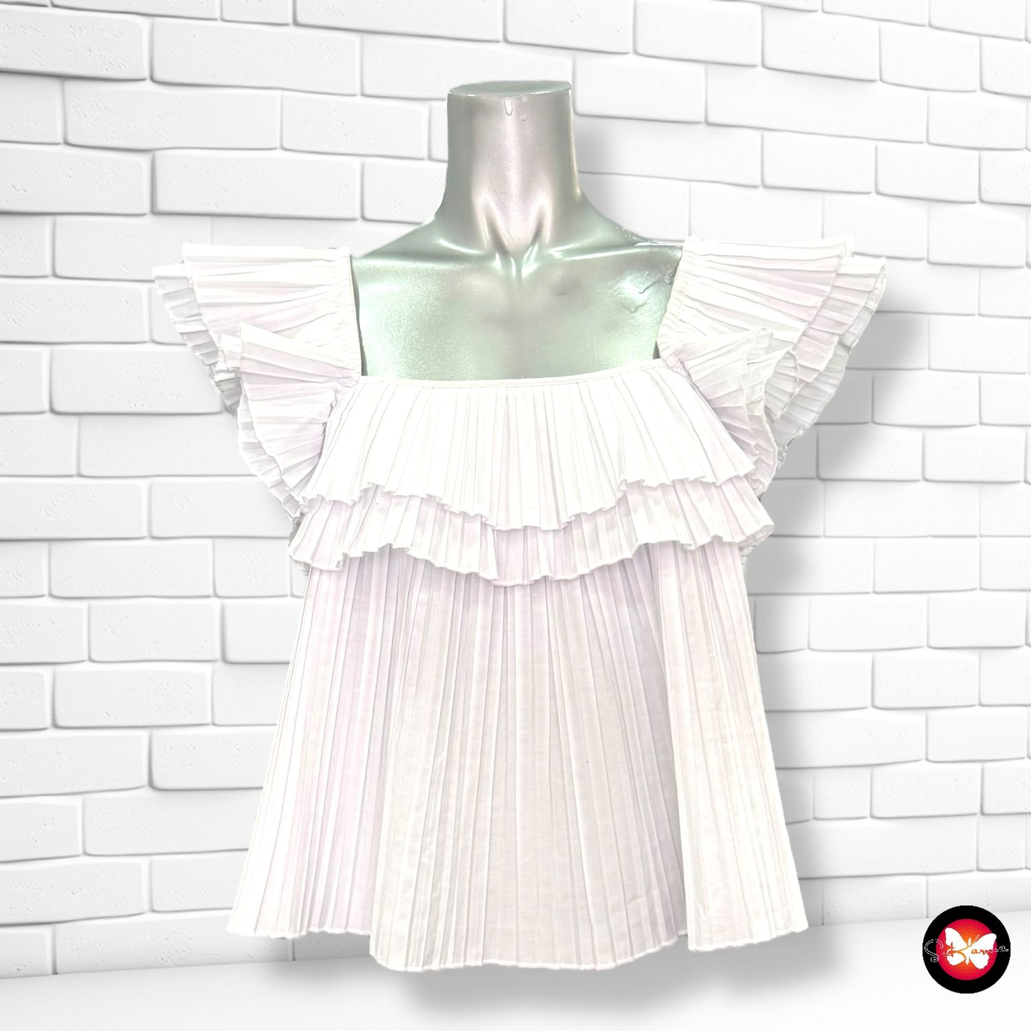**HOY** Blusa plisada con mangas de volante ZARA Talla S