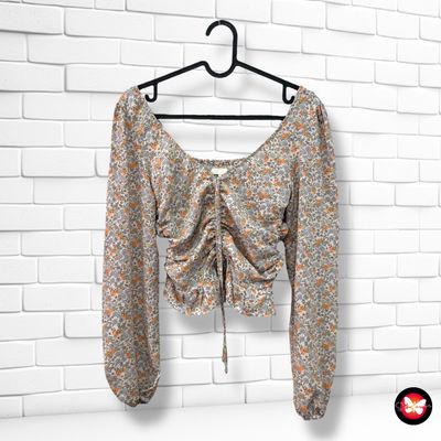 **HOY** Blusa de florecitas con drapeado H&amp;M Talla XS
