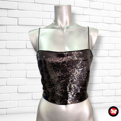**HOY** Crop top de noche de lentejuelas H&amp;M Talla M