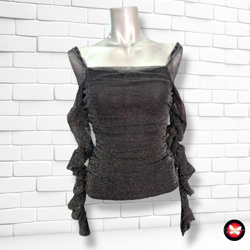 Blusa de noche escote barco con lurex SHEIN Talla M (pequeña)