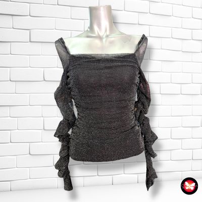 **HOY** Blusa de noche escote barco con lurex SHEIN Talla M (pequeña)
