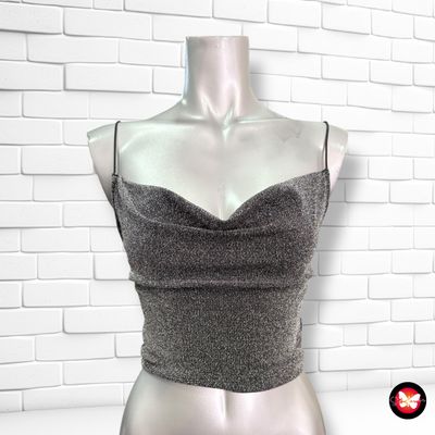 **HOY** Crop top de noche de lurex DIVIDED Talla XS
