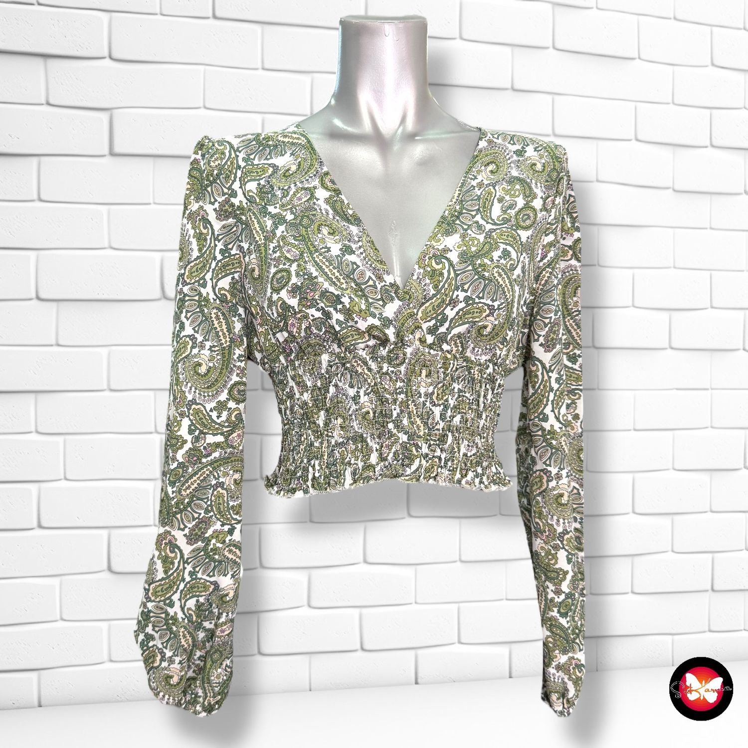 **HOY** Blusa cropped estampada de manga larga SHEIN Talla S