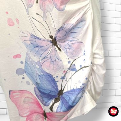 **HOY** Vestido de mariposas con drapeado Talla 1XL