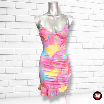 **HOY** Vestido estampado con drapeado BERSHKA Talla S