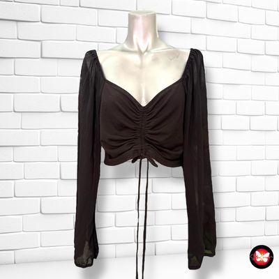 **HOY** Blusa cropped con mangas de gasa SHEIN Talla L