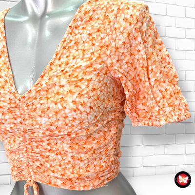 **HOY** Blusa cropped escote barco de florecitas H&amp;M Talla XS