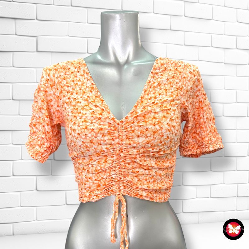 Blusa cropped escote barco de florecitas H&amp;M Talla XS