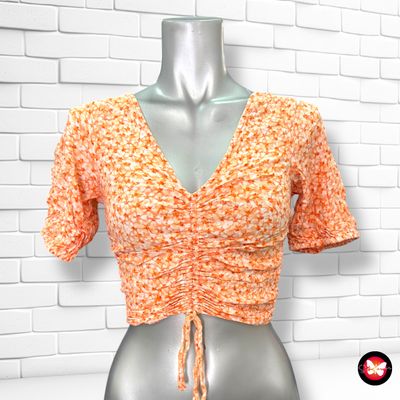 **HOY** Blusa cropped escote barco de florecitas H&amp;M Talla XS