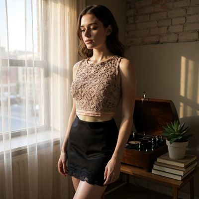 Crop top de noche de encaje FÓRMULA JOVEN Talla 36