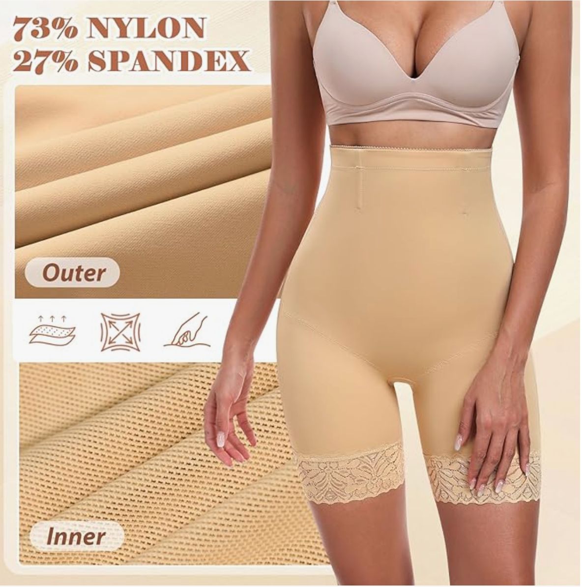 Braga Faja Reductora Mujer Pantalones, Cintura Alta Body Shaper Invisible, Antirozaduras Culotte · Talla S