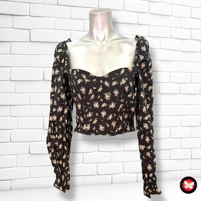 Blusa cropped escote barco H&amp;M Talla S
