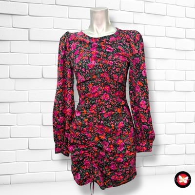 Vestido de manga larga de florecitas con drapeado SHEIN Talla XS