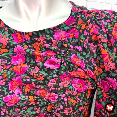 Vestido de manga larga de florecitas con drapeado SHEIN Talla XS