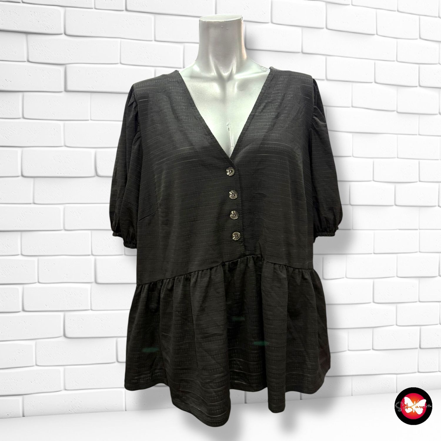 Blusa de mangas abullonadas con botones GEORGE Talla 46 (18UK)