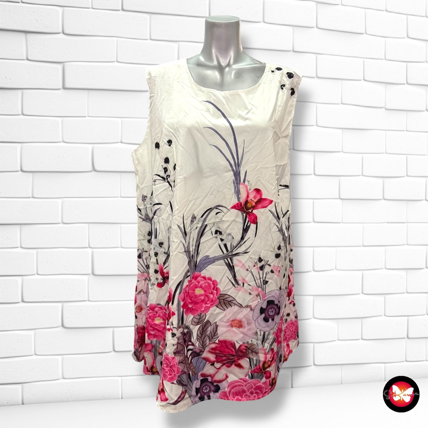 Blusa sin mangas de flores Talla 2XL