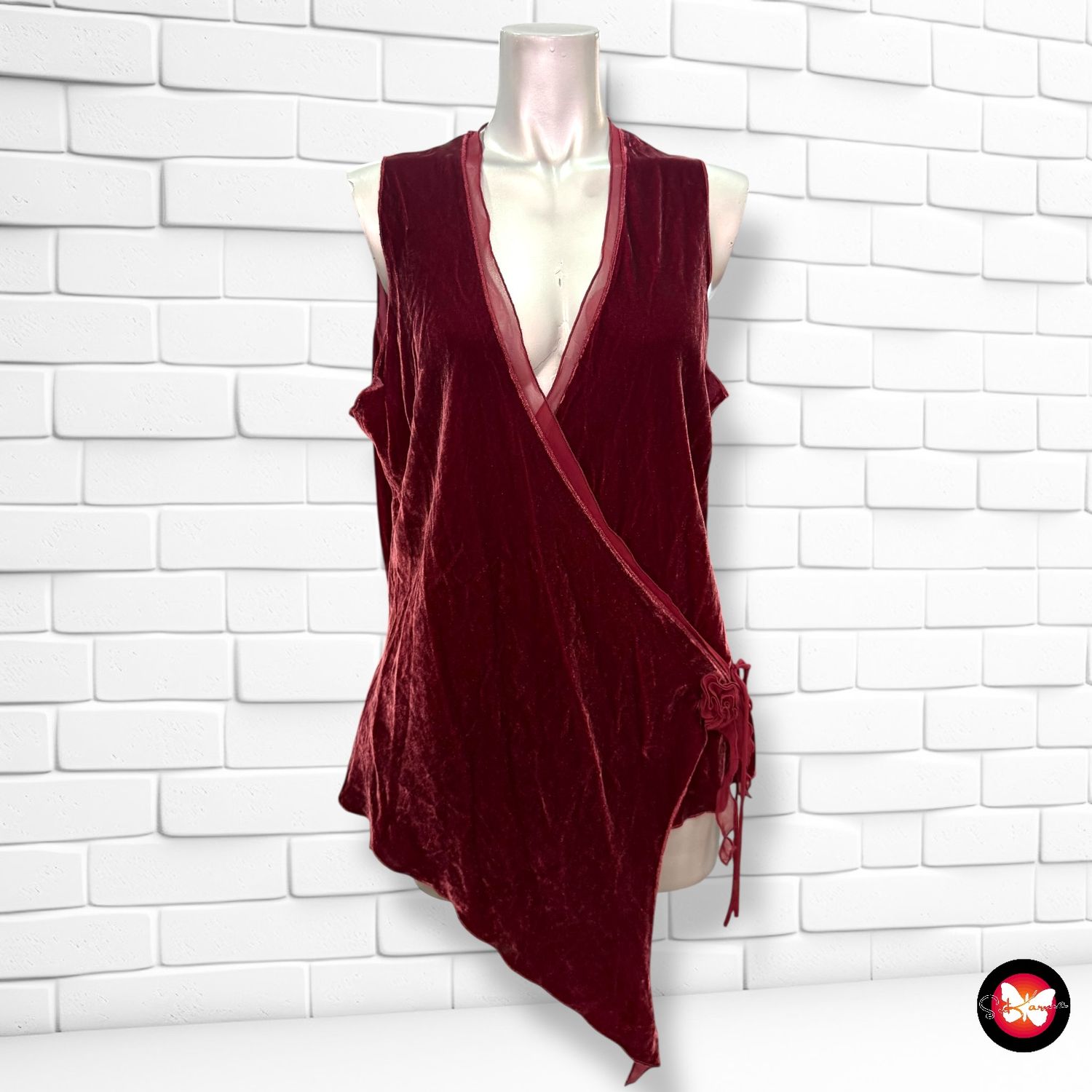 Blusa cruzada de terciopelo Talla XL