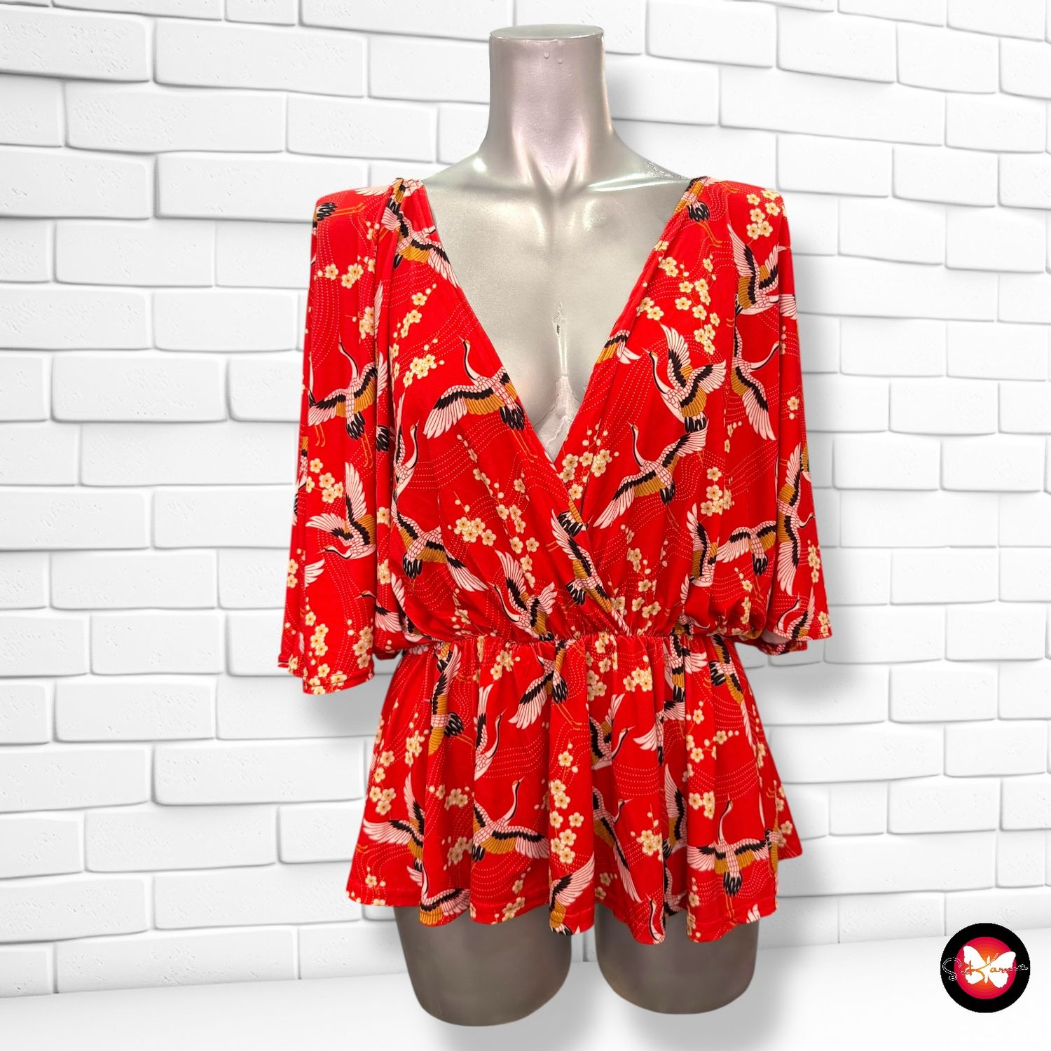 Blusa estampada con escote cruzado BOOHOO Talla 44